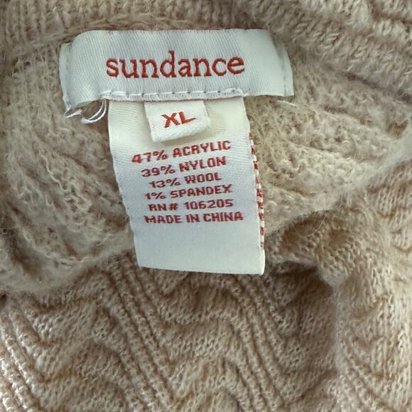 Sundance Tan Lightweight Semi Sheer Textured Wool Blend Tunic Sweater Boho XL - Picture 4 of 5